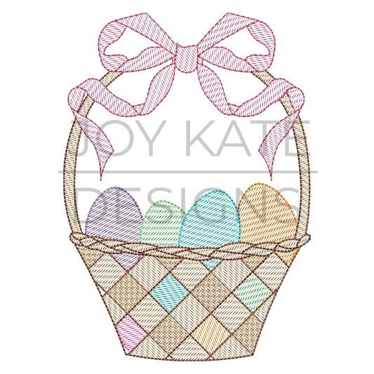 - SAMPLE SALE- Sketch Gingham Basket Bow Design