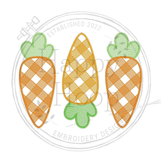 - SAMPLE SALE- Sketch Gingham Carrot Trio Design