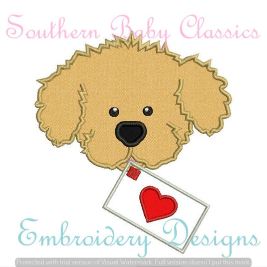 - SAMPLE SALE- Applique Doodle Dog with Love Notes Design