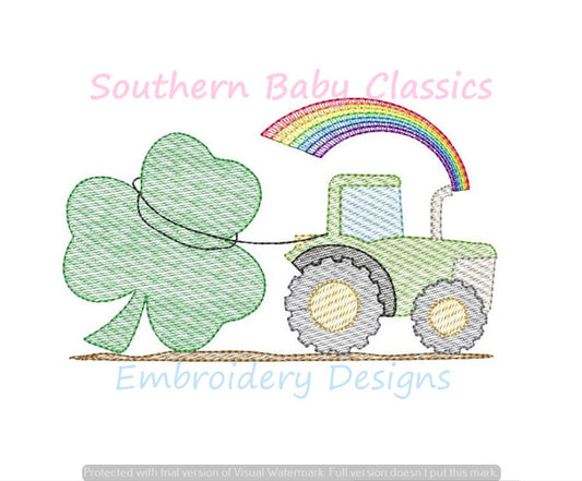 - SAMPLE SALE- Sketch Tractor with Clover Design
