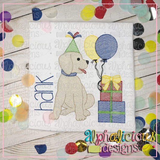 - SAMPLE SALE- Sketch Party Dog with Balloons Design
