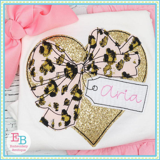 - SAMPLE SALE- Applique Heart with Bow Design